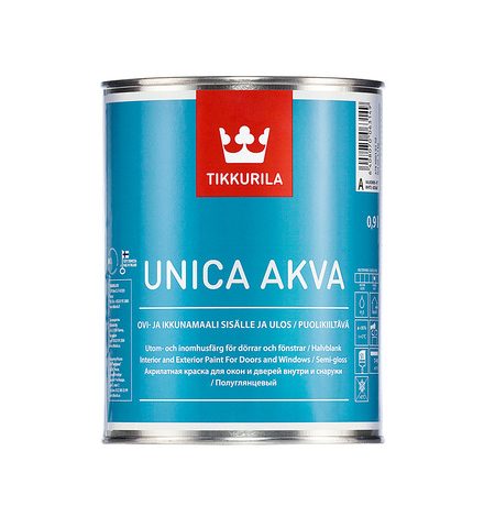 Tikkurila Unica Akva / Тиккурила Уника Аква акрилатная, полуглянцевая краска для окон и дверей